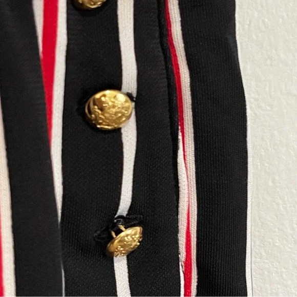 NWT Ralph Lauren Striped Wide-Leg Jumpsuit Black Red White Gold Hardware Size XL - Picture 5 of 10